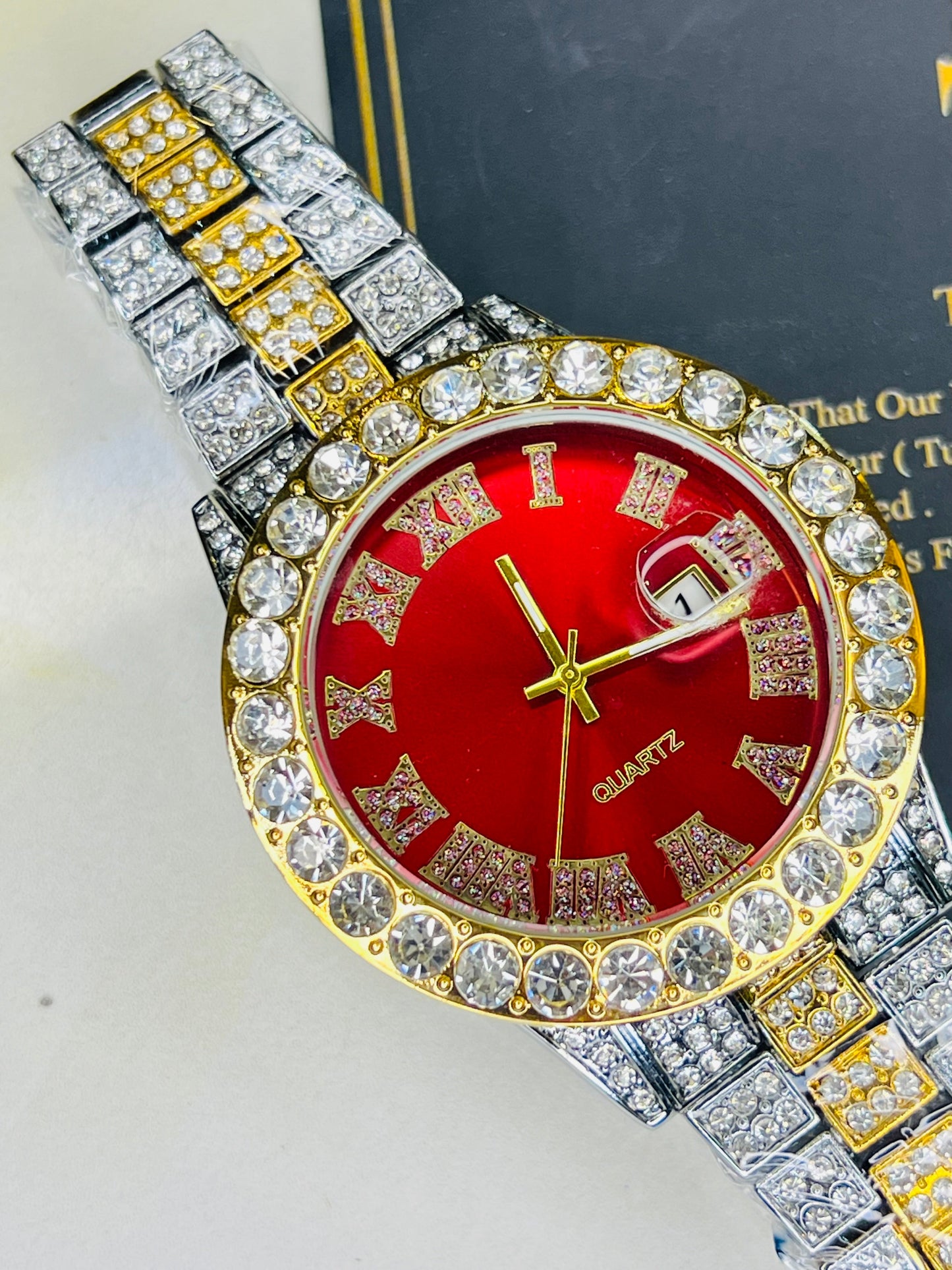 Two Tone Blood Unisex Iced Out Watch