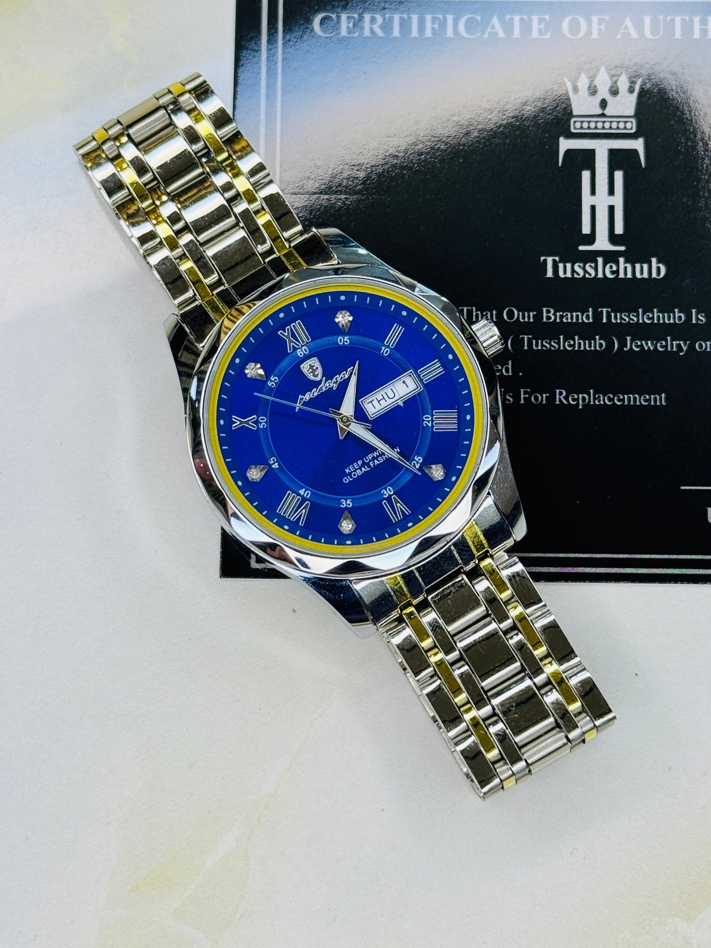 Poedagar Saint Day Date Prism Dial Watch