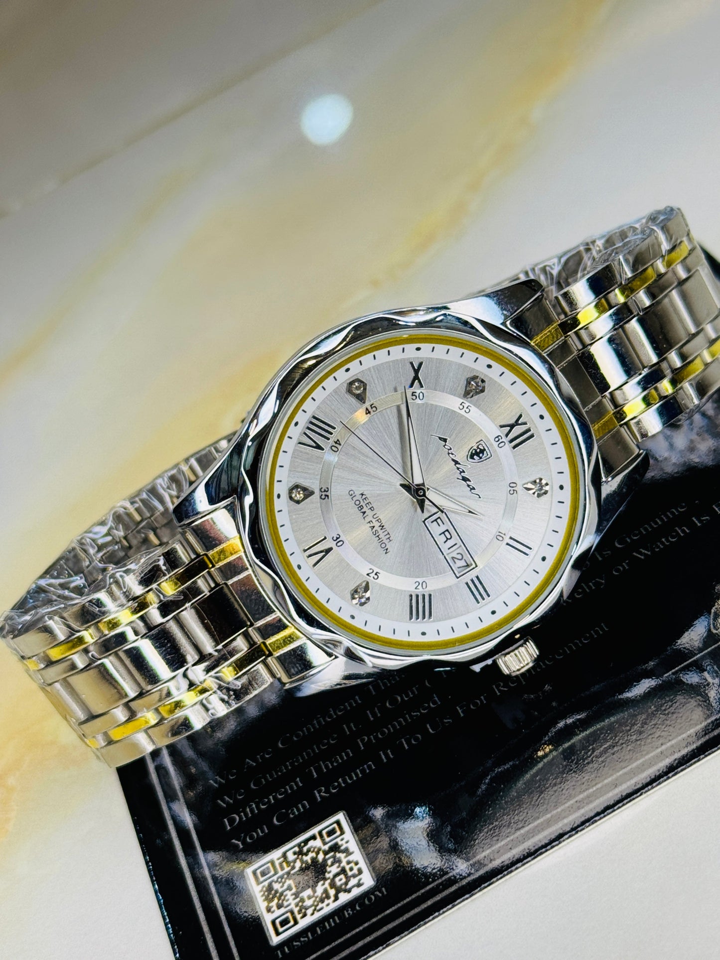 Poedagar Saint Day Date Prism Dial Watch