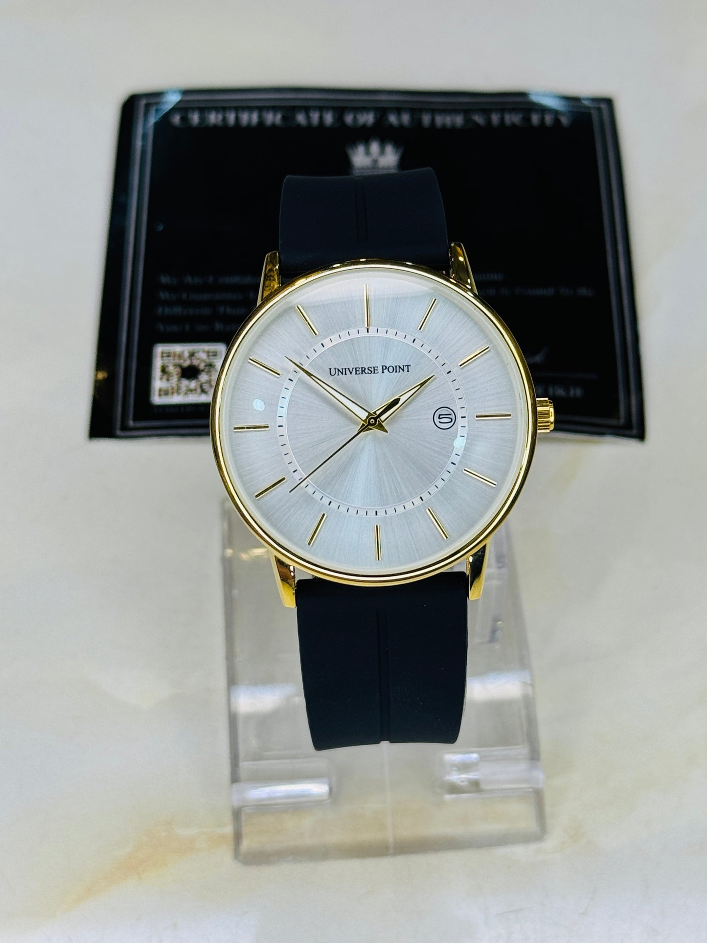 Model A Black Gold White Slim Balloon Universe Point Watch