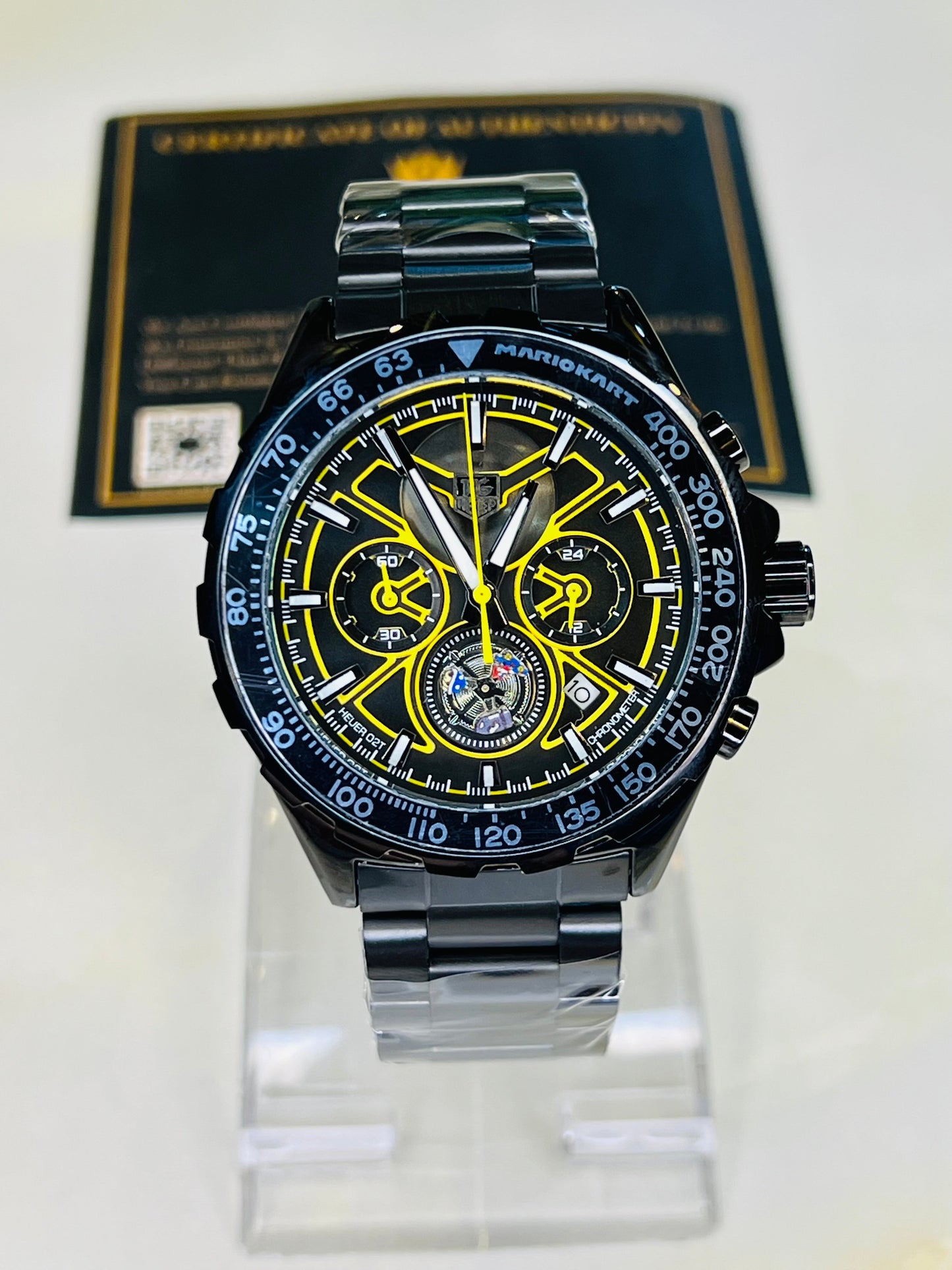 Tag Heur Black Yellow Chronograph Watch
