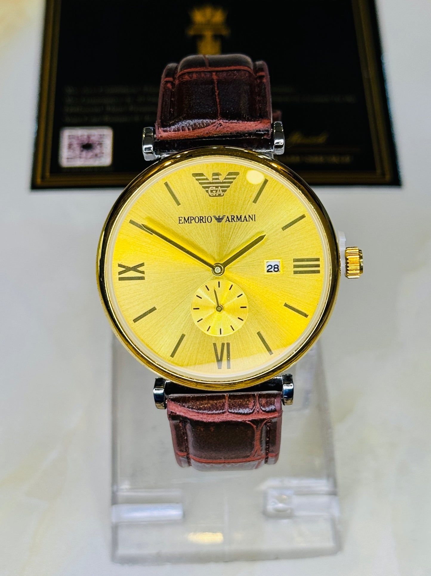 Brown Gold Emporio Down Second Watch