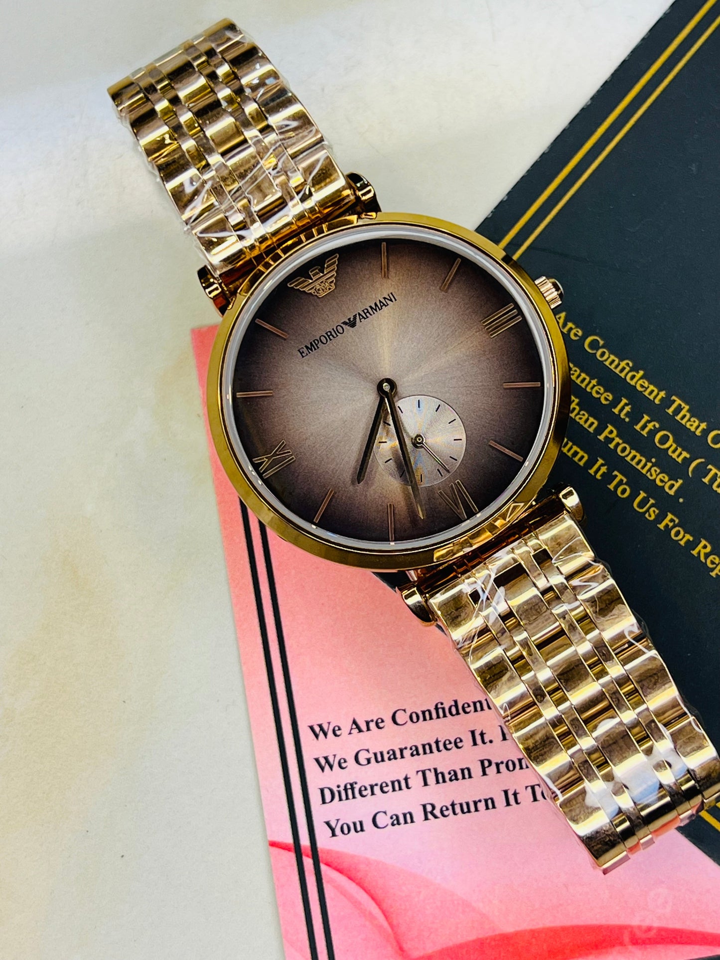 Rose Gold Coffee Emporio Down Second Watch