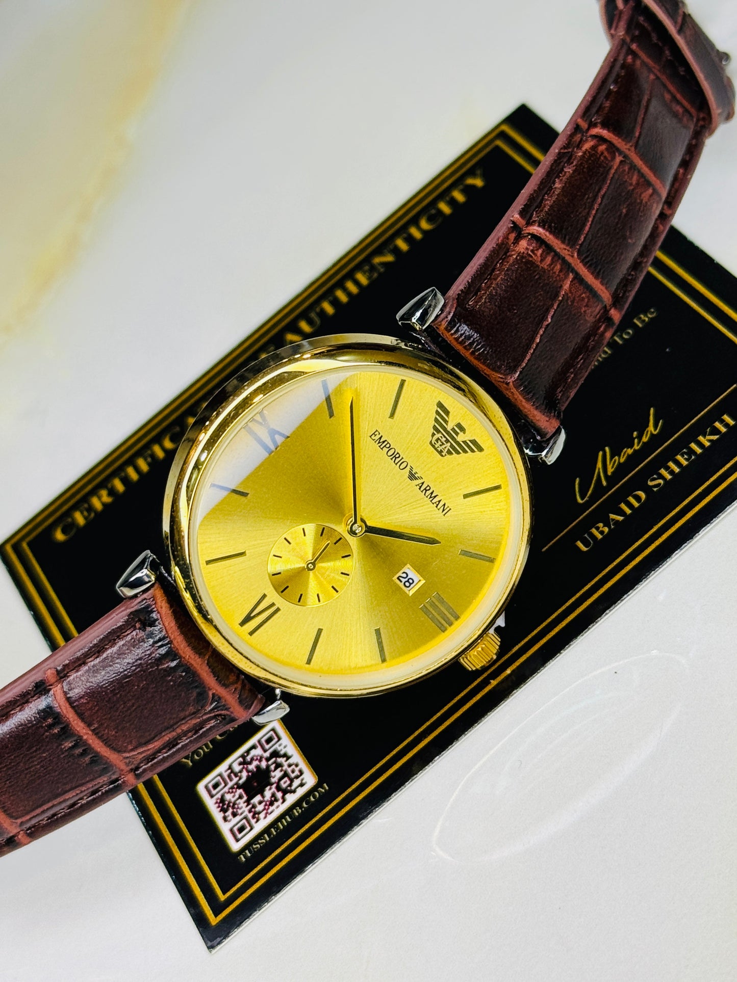 Brown Gold Emporio Down Second Watch