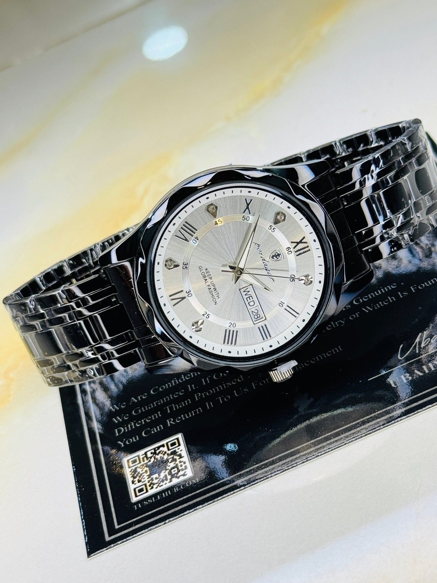 Poedagar Saint Day Date Prism Dial Watch