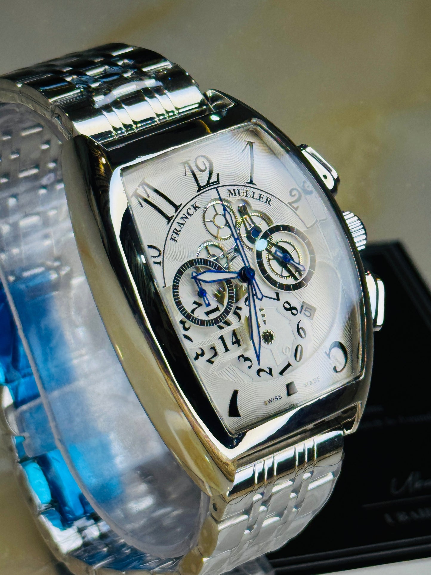 Chain Frank Muller Silver White Chronograph Dial Watch