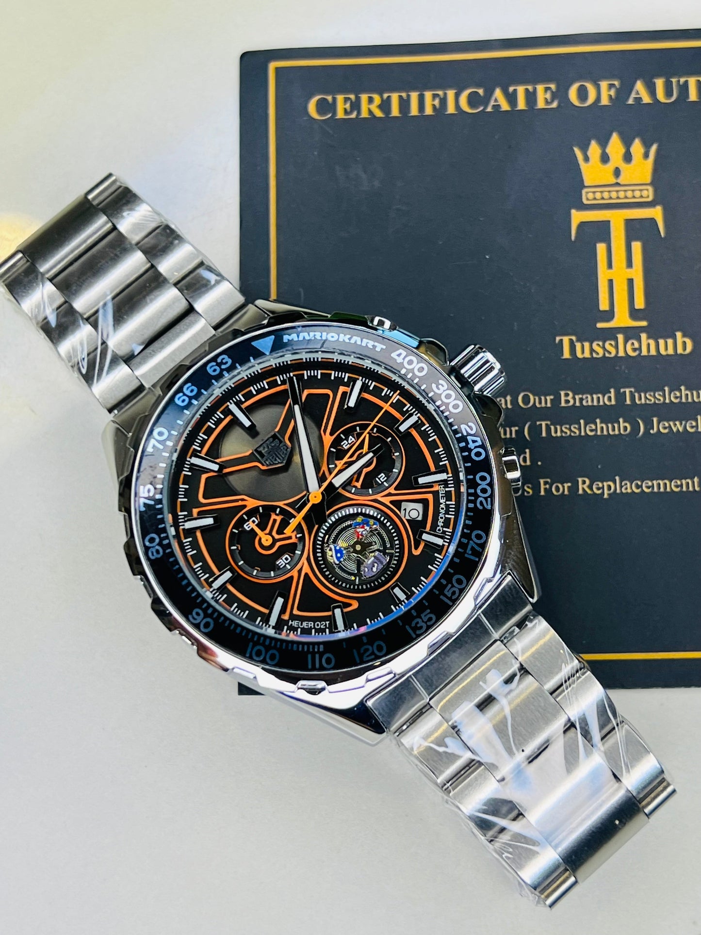 Tag Heur Silver Orange Chronograph Watch