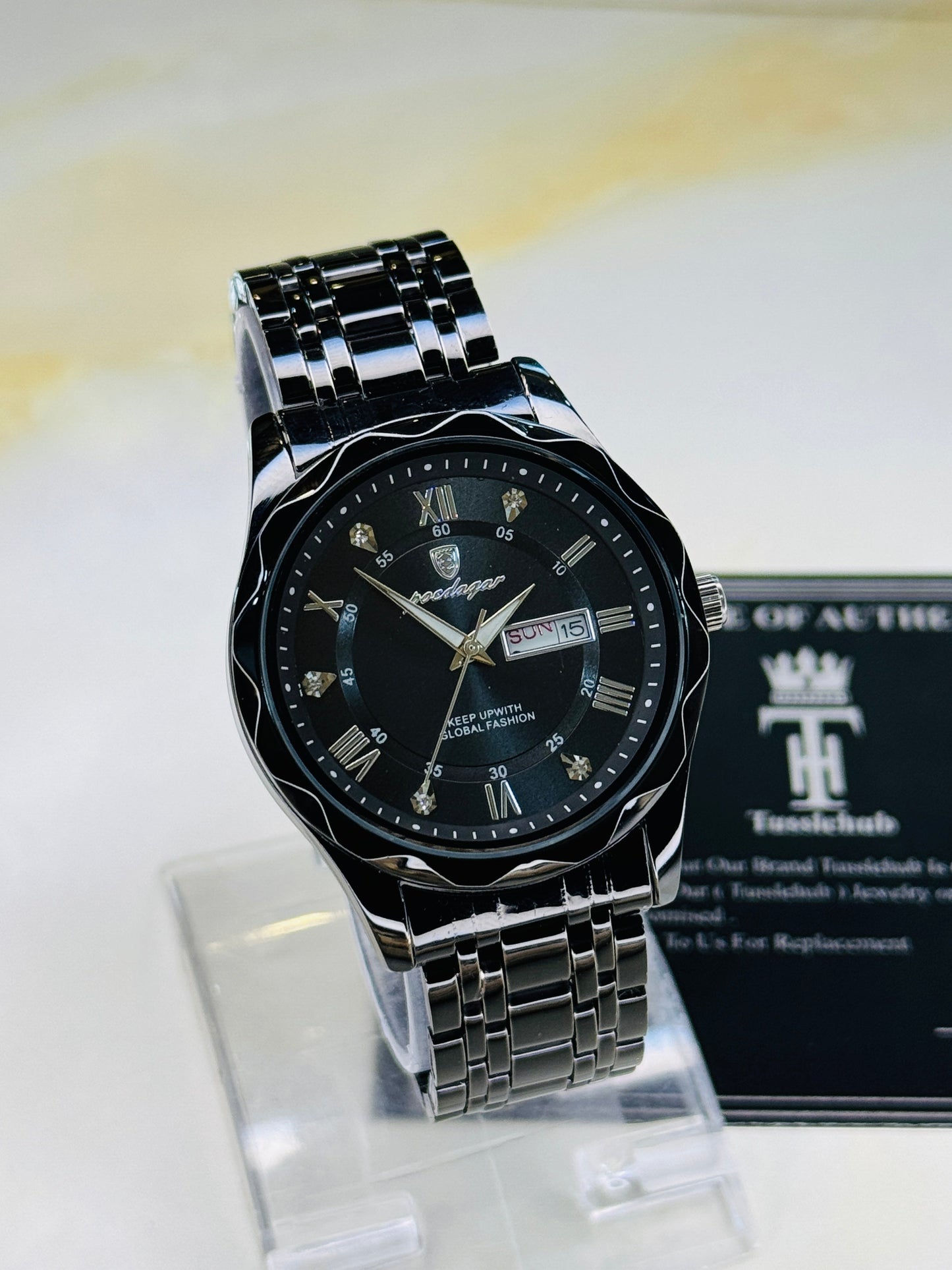 Poedagar Saint Day Date Prism Dial Watch