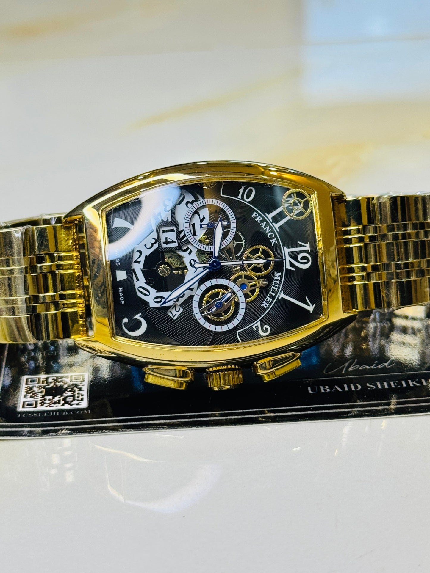 Chain Frank Muller Gold Black Chronograph Dial Watch