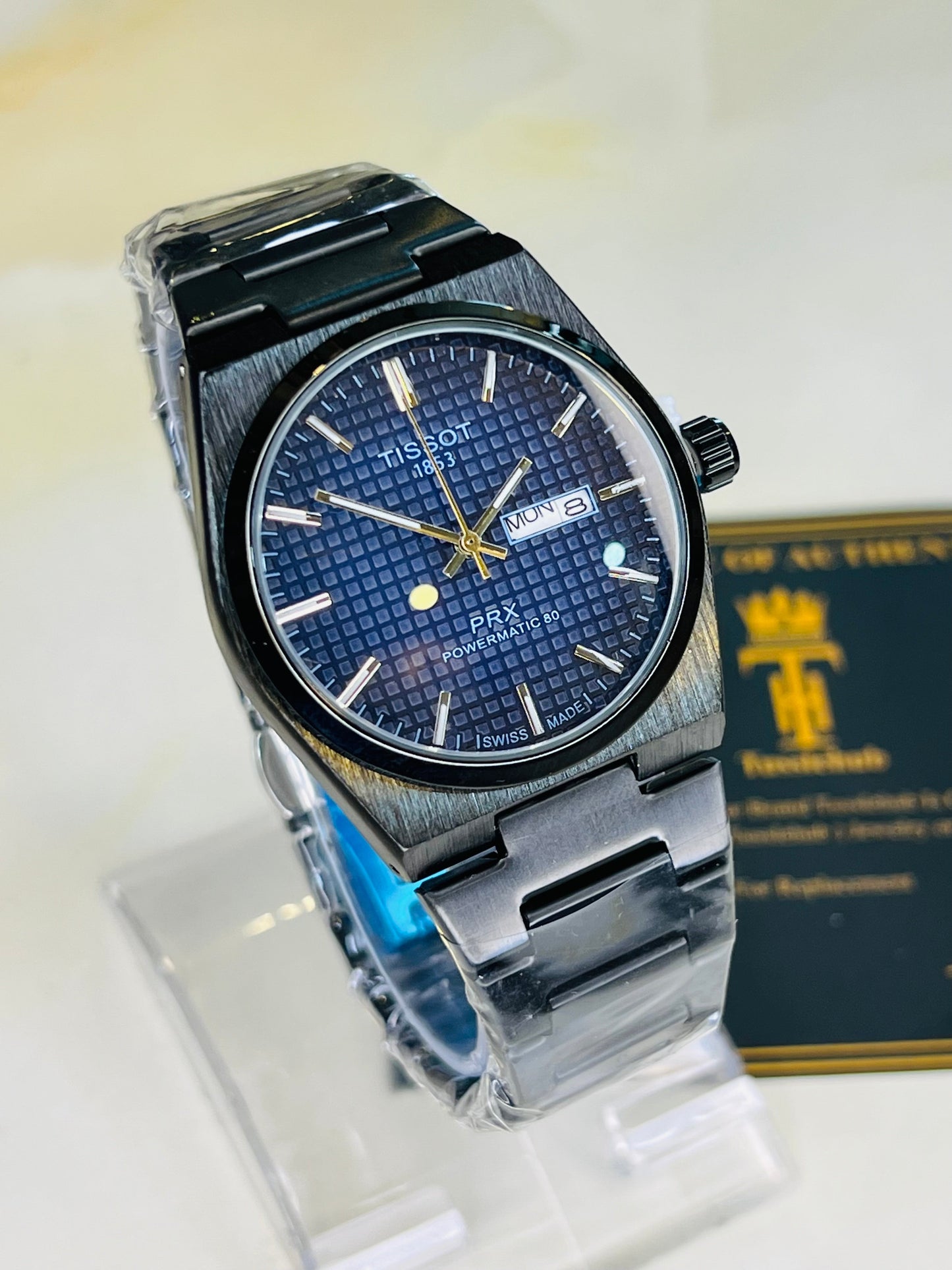 Tissot PRX Black With Deep Blue Textured Dial Watch