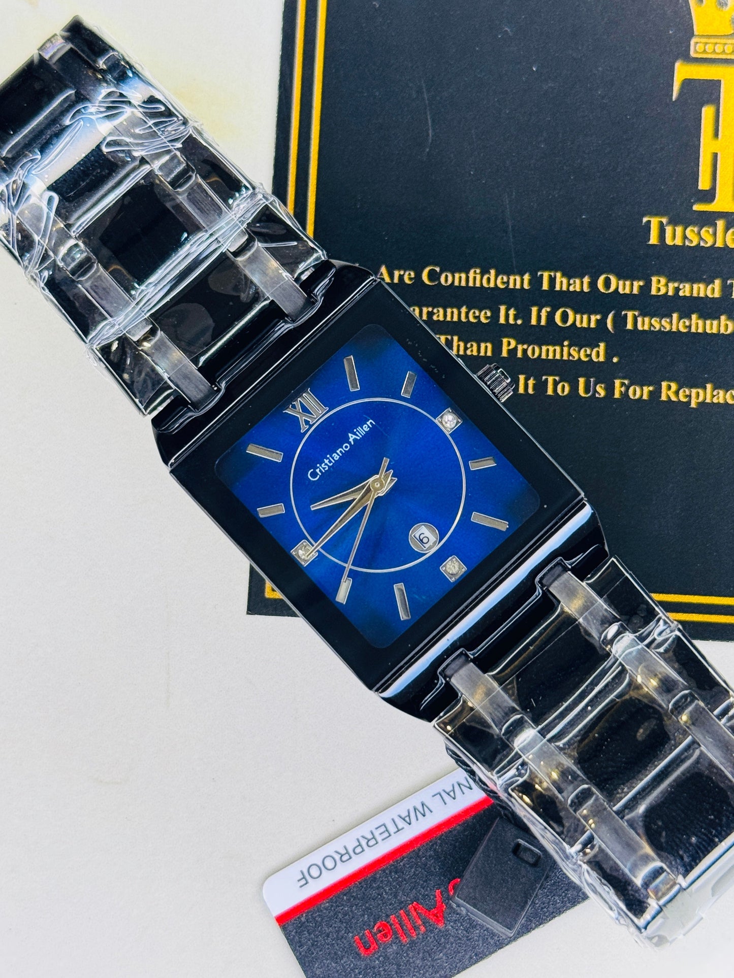 Cristiano Aillen Black Sapphire Square Watch