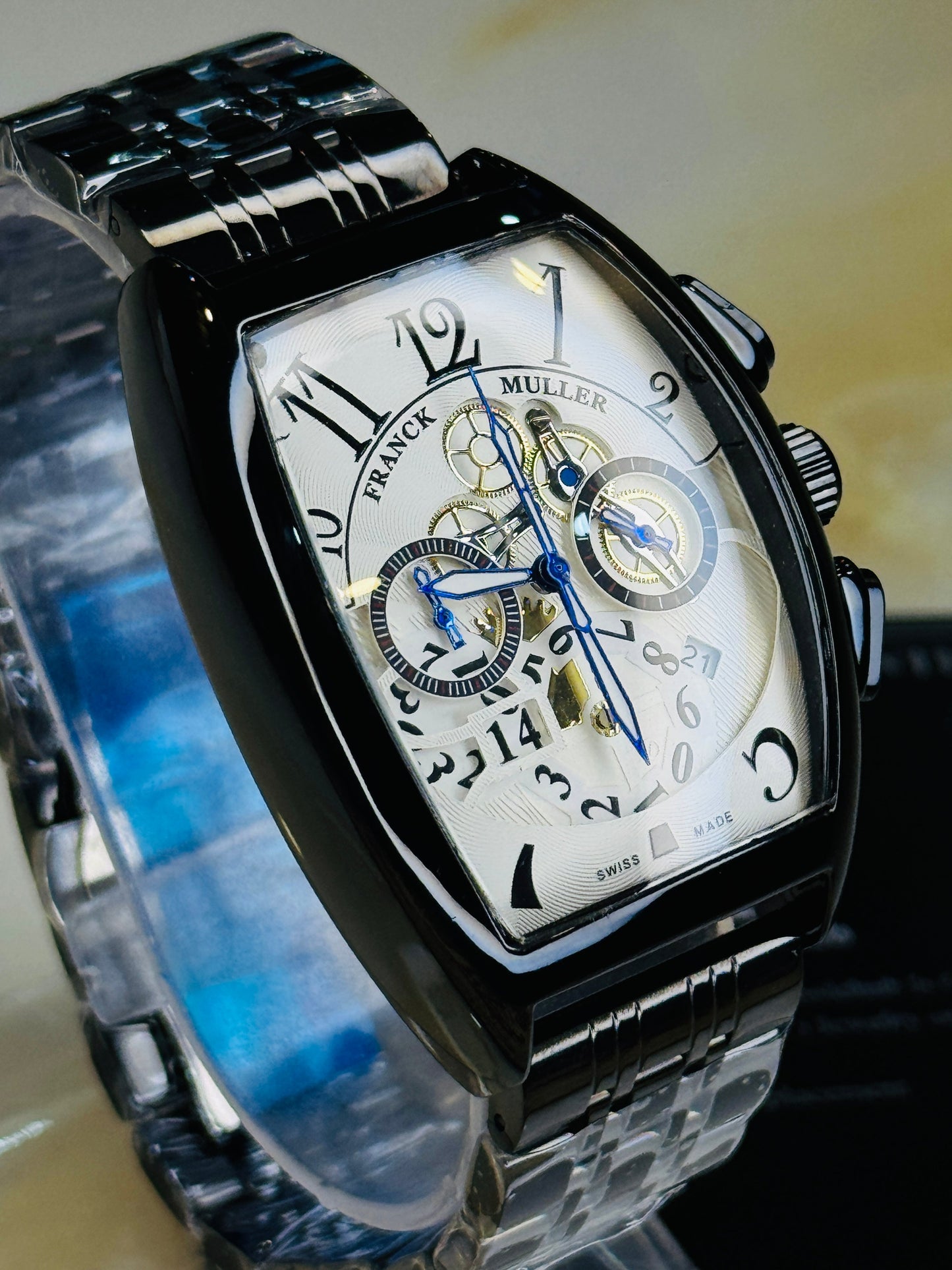 Chain Frank Muller Black White Chronograph Dial Watch