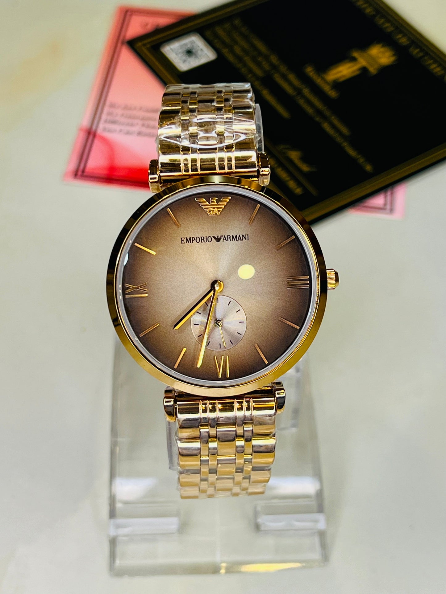 Rose Gold Coffee Emporio Down Second Watch