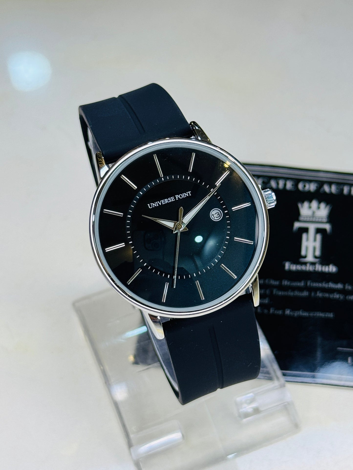 Model A Black Silver Slim Balloon Universe Point Watch