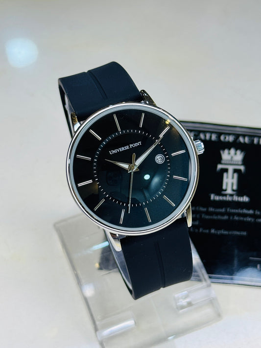 Model A Black Silver Slim Balloon Universe Point Watch