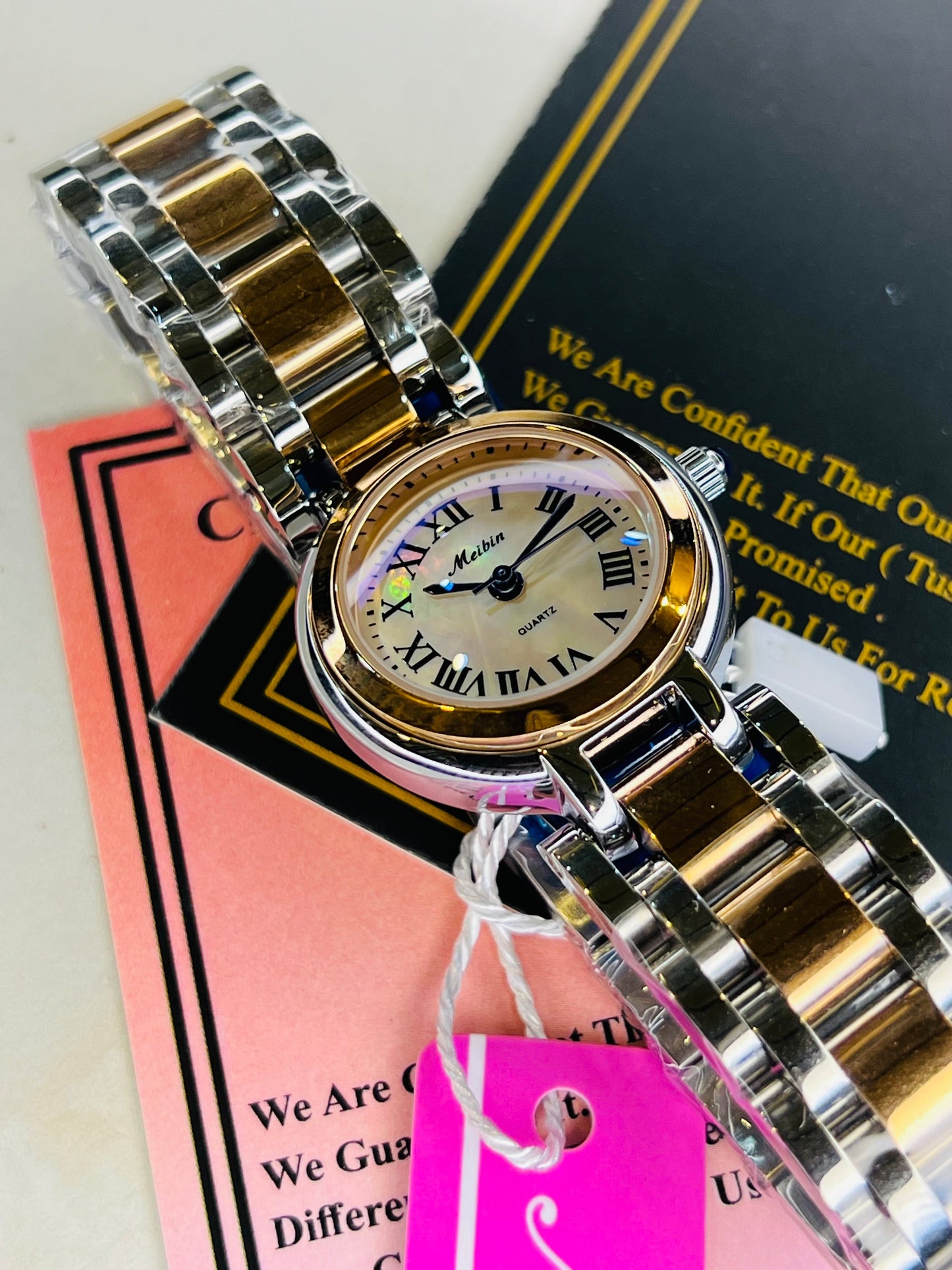 Rose Gold Silver Meibin Watch For Her