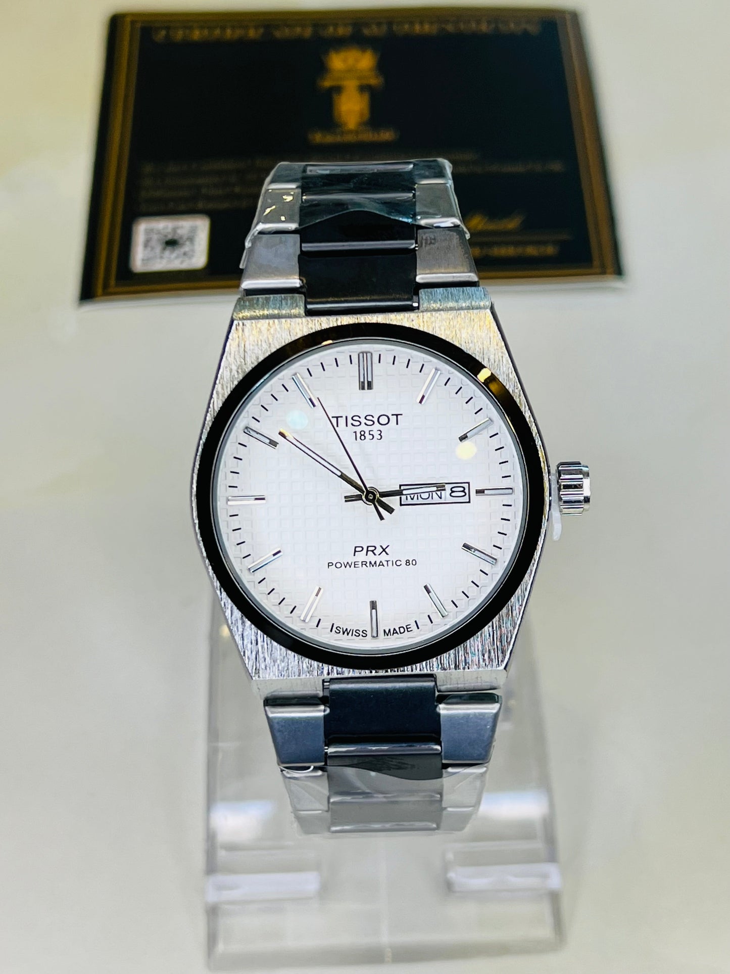 Tissot PRX Silver Black With White Textured Dial Watch