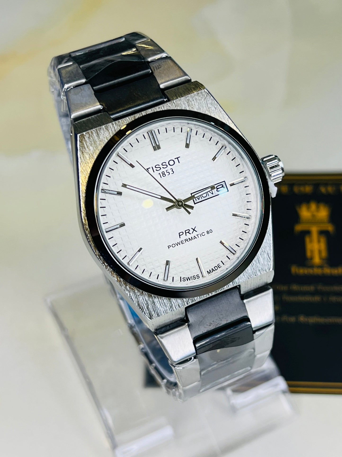 Tissot PRX Silver Black With White Textured Dial Watch