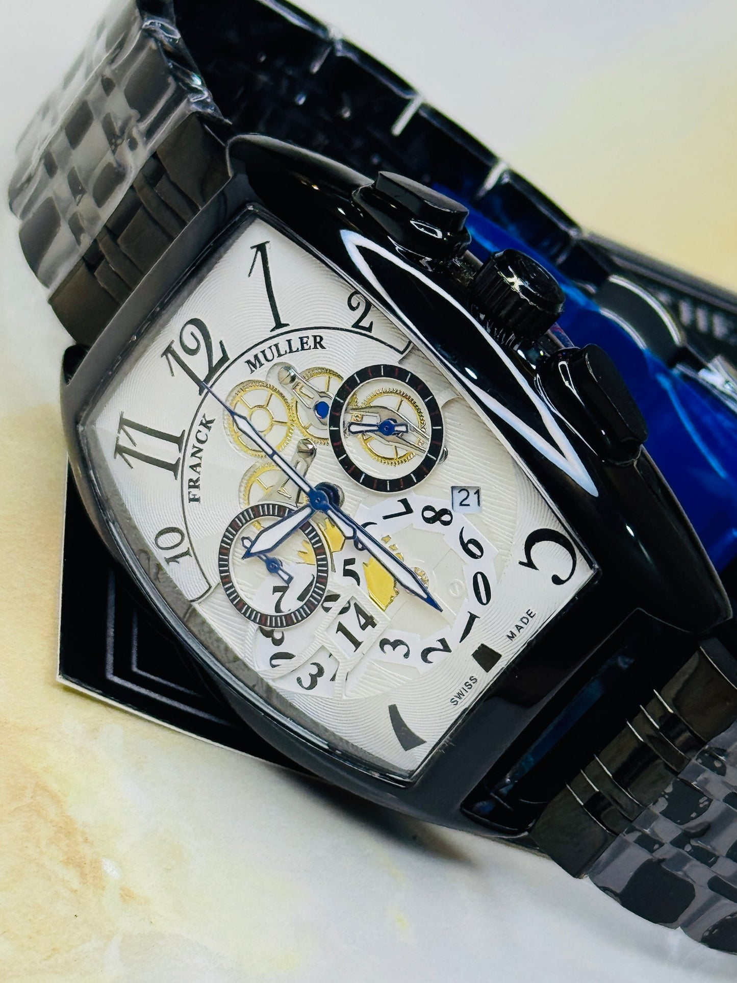 Chain Frank Muller Black White Chronograph Dial Watch