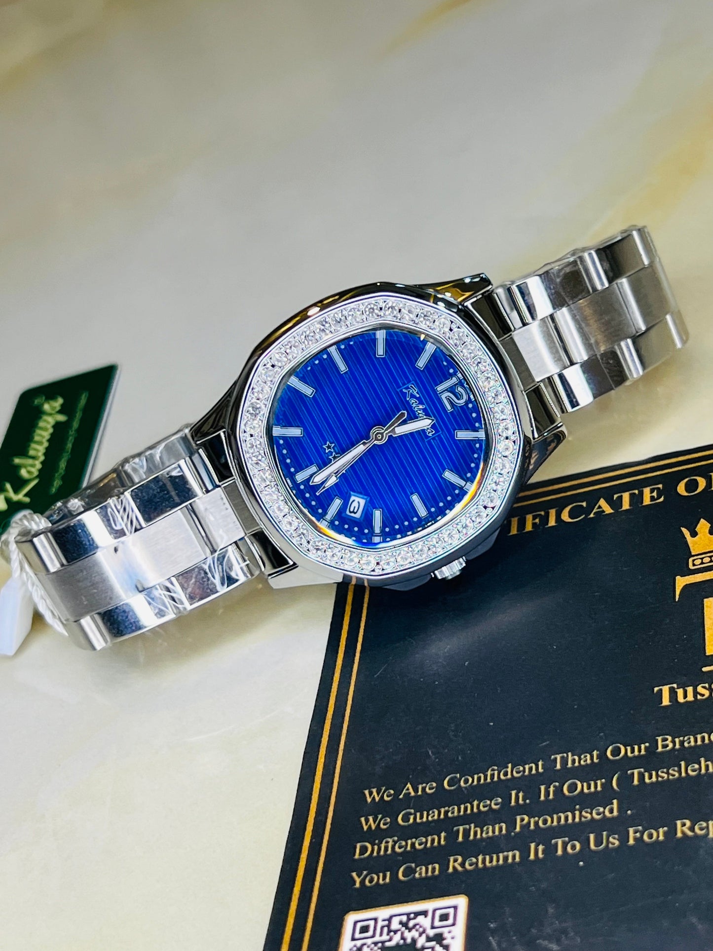 Silver Blue Nautilus Zircons Kaluuya Watch For Her