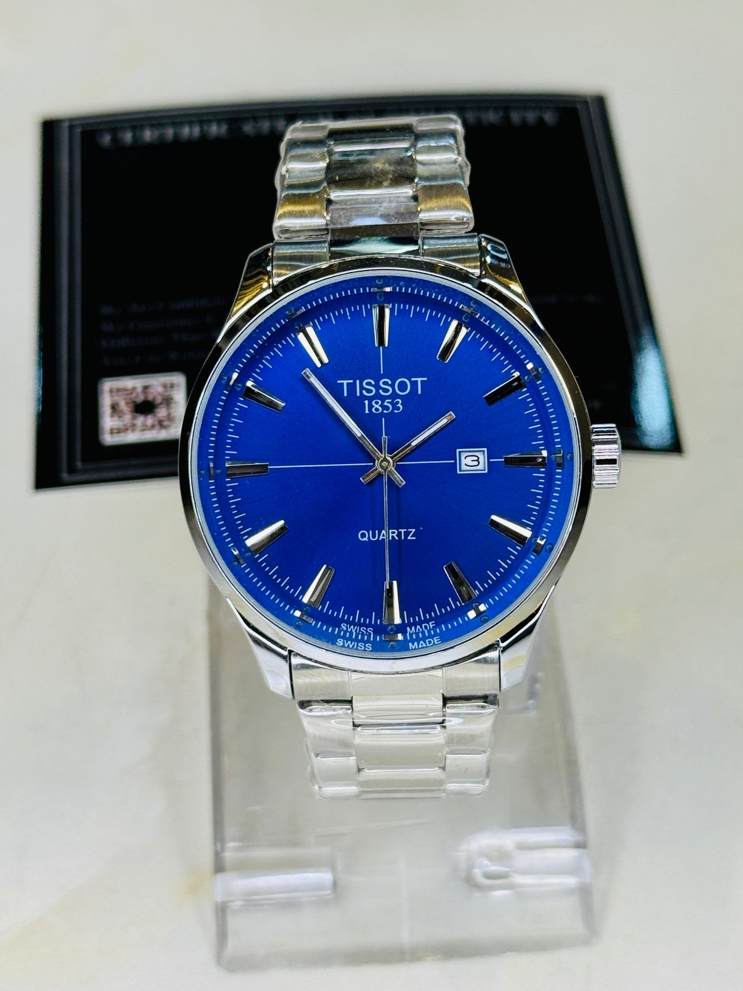 Pr100 Silver Blue Round Tissot Watch