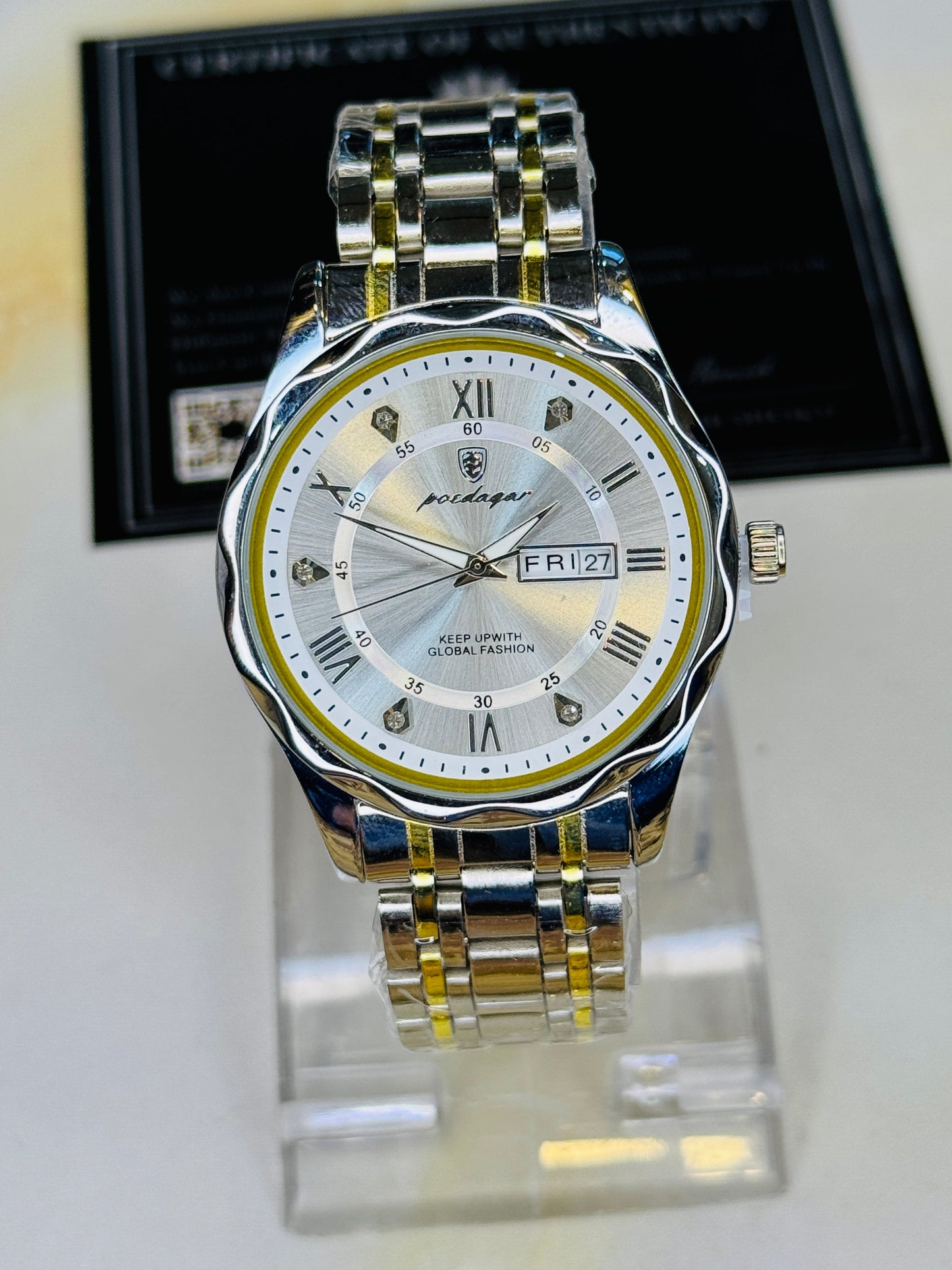 Poedagar Saint Day Date Prism Dial Watch