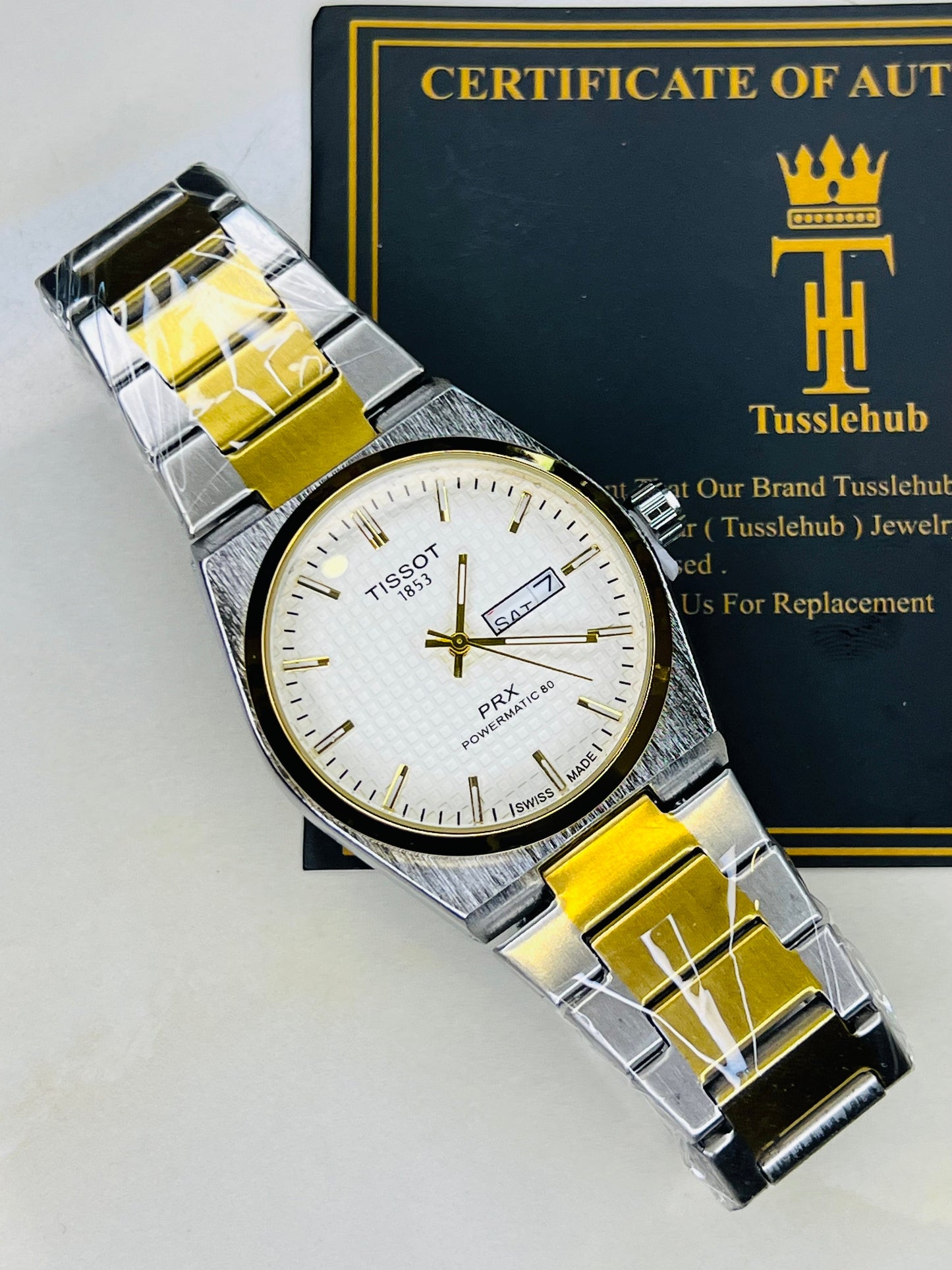 Tissot PRX Silver Gold With White Textured Dial Watch