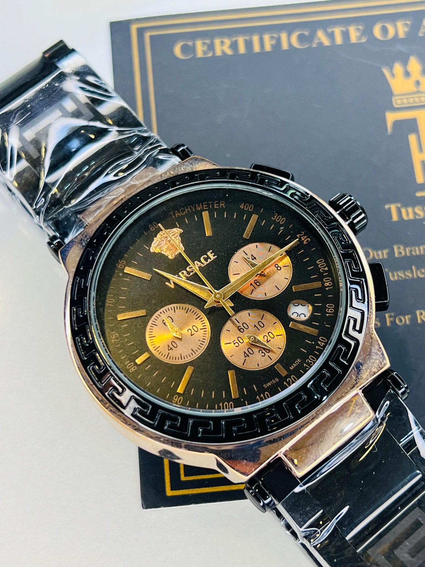 Black Copper Versace Black Chronograph Dial Watch