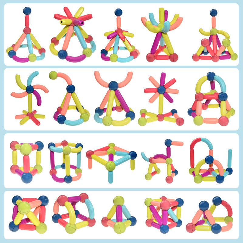 60 PCS Magnetic Building Blocks Set Early Learning Magnetic Sticks Balls Assembling Game