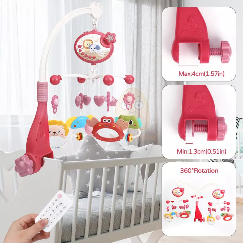 Baby Music Crib/Cot Mobile with Projector And Remote Red