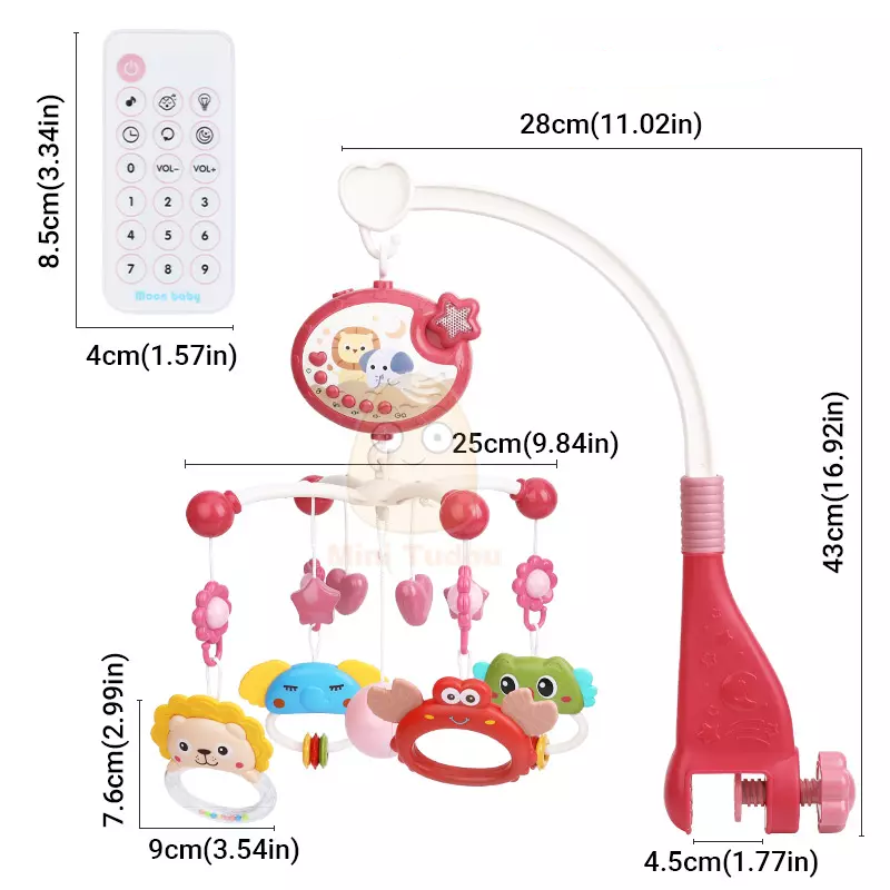 Baby Music Crib/Cot Mobile with Projector And Remote Red
