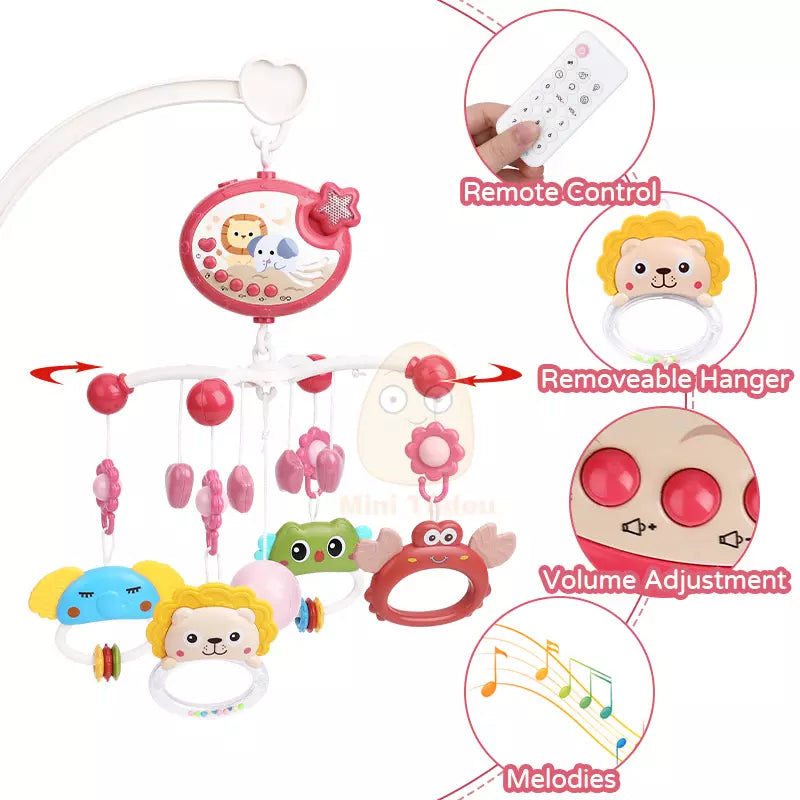 Baby Music Crib/Cot Mobile with Projector And Remote Red