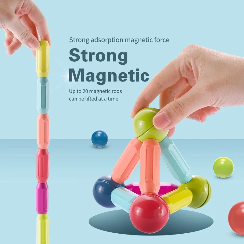 60 PCS Magnetic Building Blocks Set Early Learning Magnetic Sticks Balls Assembling Game