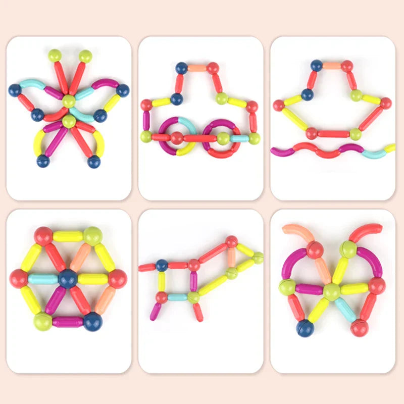 54 PCS Magnetic Building Blocks Set Early Learning Magnetic Sticks Balls Assembling Game
