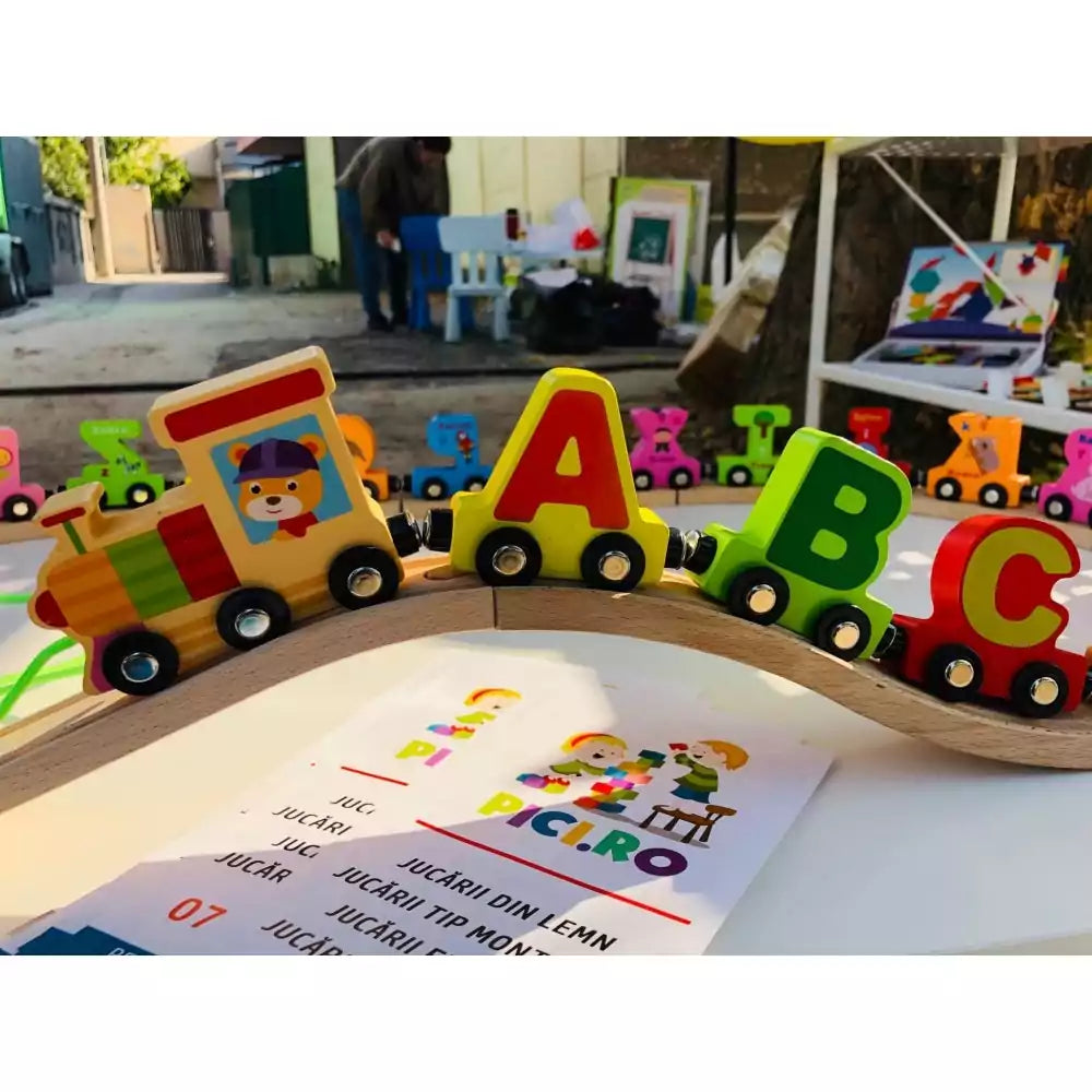 Magnetic Alphabet Double-Sided Pattern Wooden Train