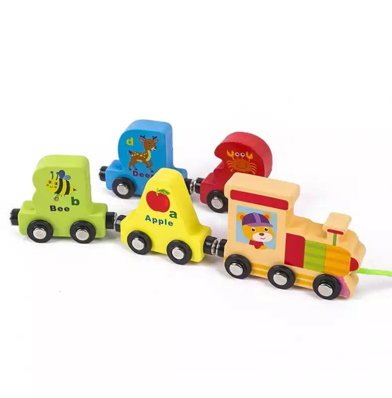 Magnetic Alphabet Double-Sided Pattern Wooden Train