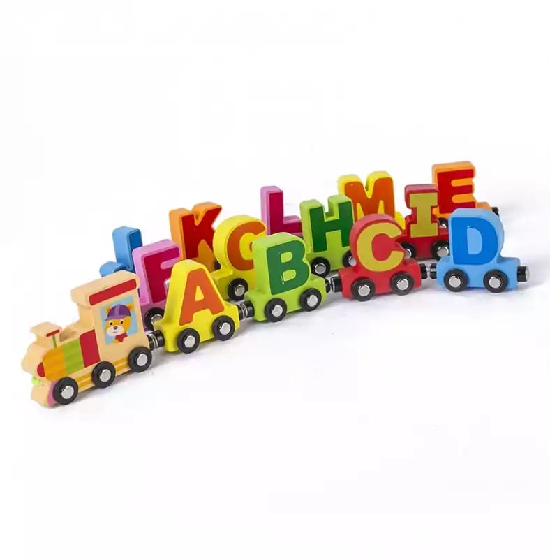 Magnetic Alphabet Double-Sided Pattern Wooden Train