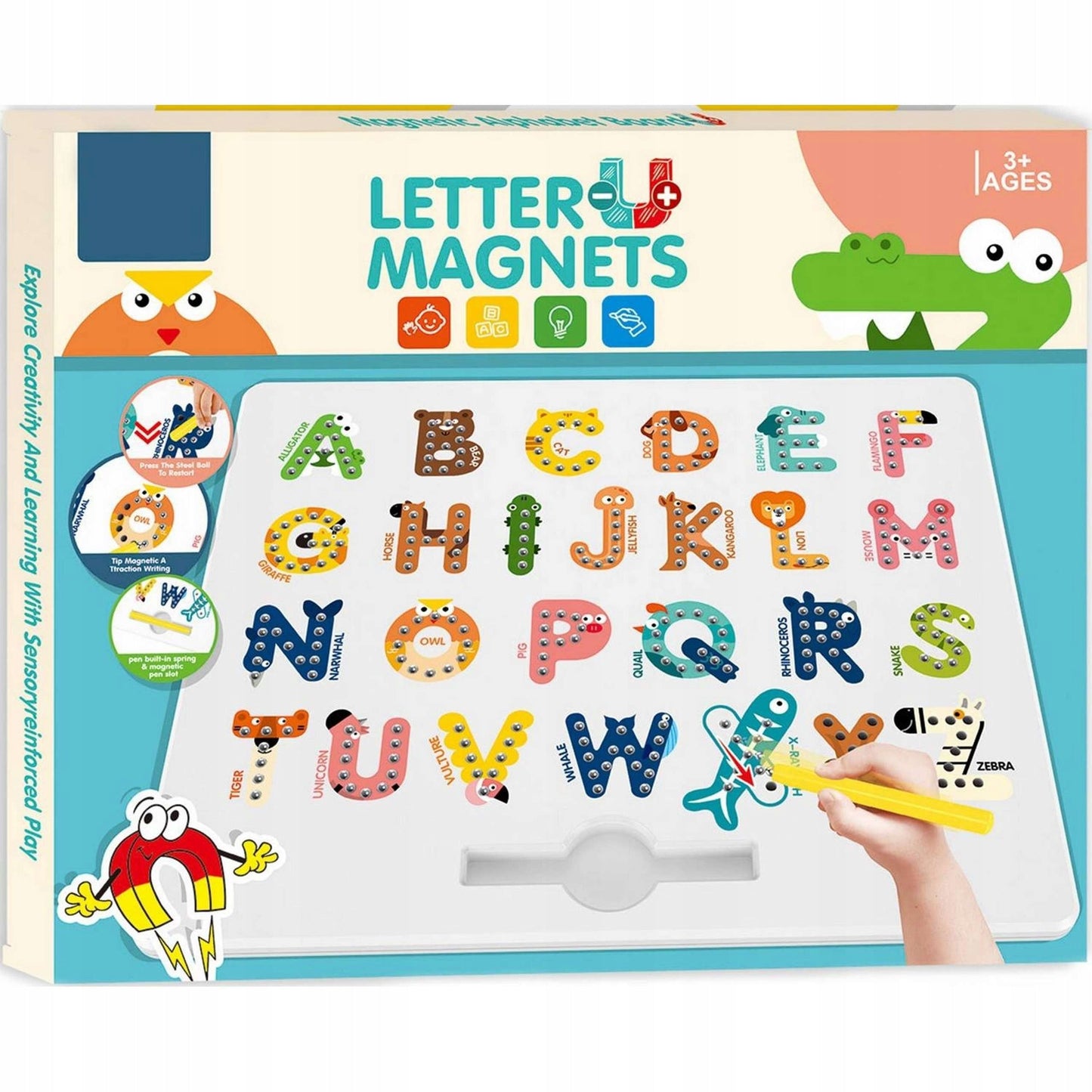 Magnetic Letter Board - 2 In 1 Alphabet Magnets Tracing Board