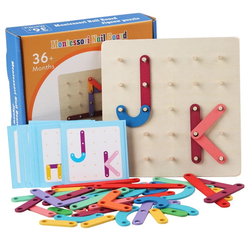 Nail Board Jigsaw Wooden Column Puzzle Blocks