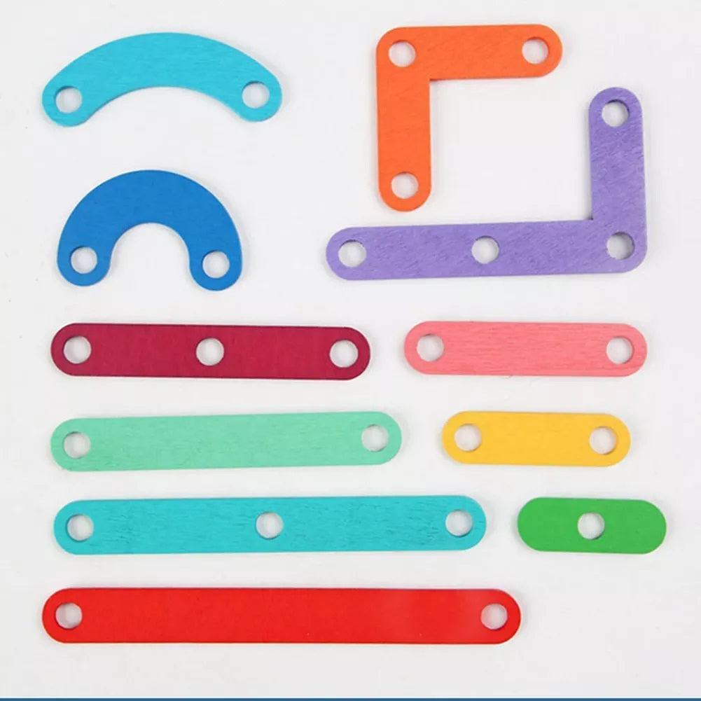 Nail Board Jigsaw Wooden Column Puzzle Blocks