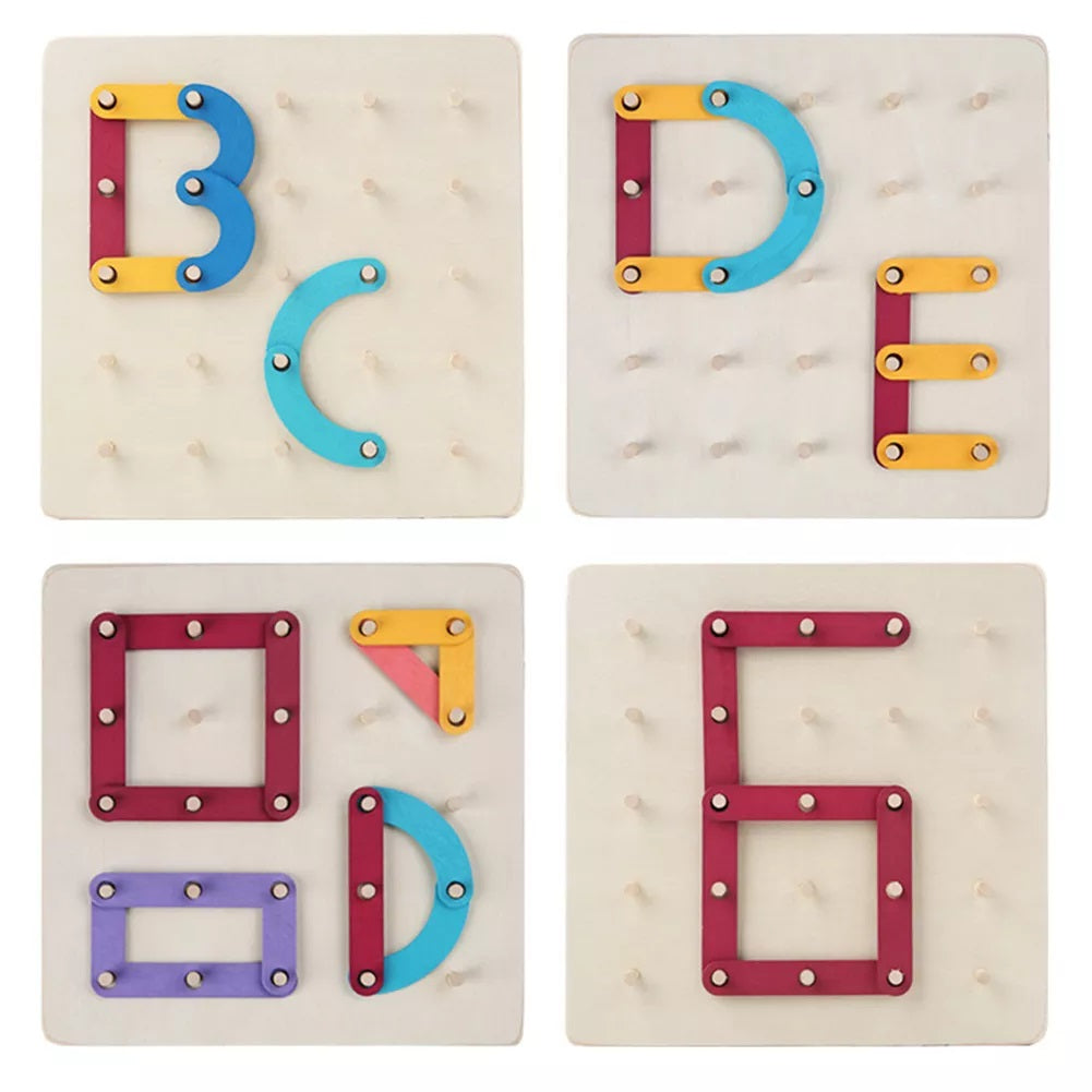 Nail Board Jigsaw Wooden Column Puzzle Blocks