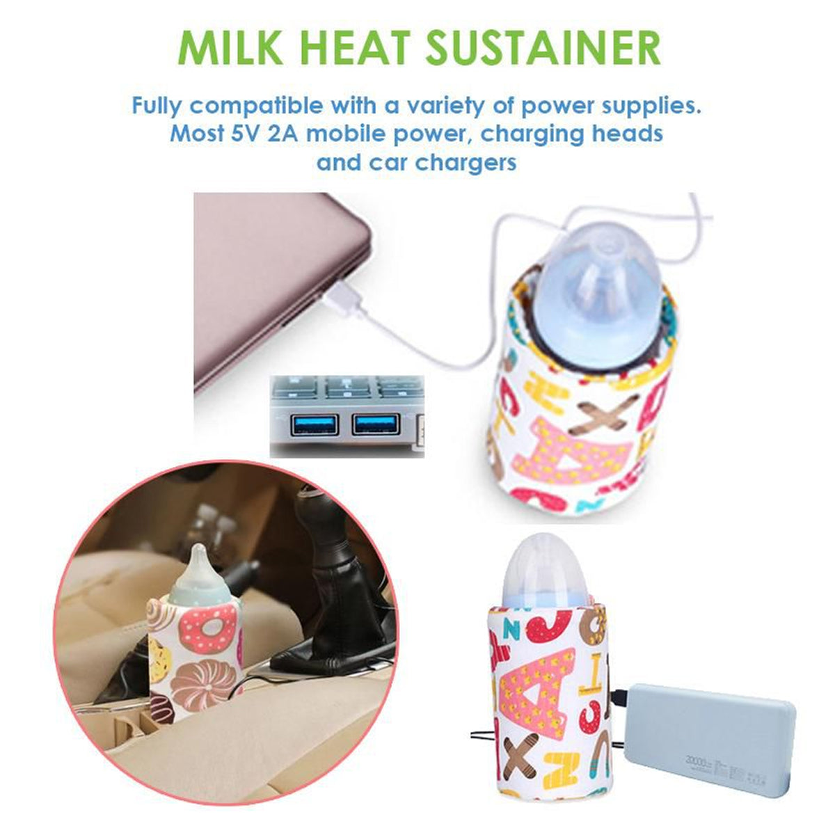 Portable USB Baby Bottle Warmer Material Anti-Wrinkle And Durable
