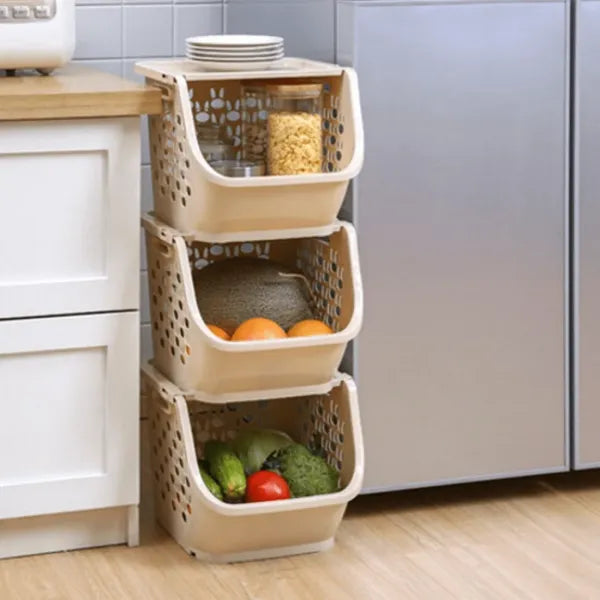 Plastic  3 Three-tier Kitchen Rack With Storage Box