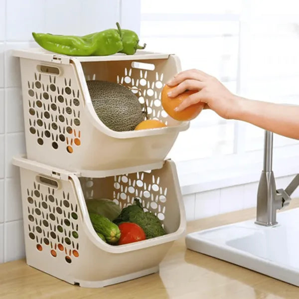 Plastic  3 Three-tier Kitchen Rack With Storage Box
