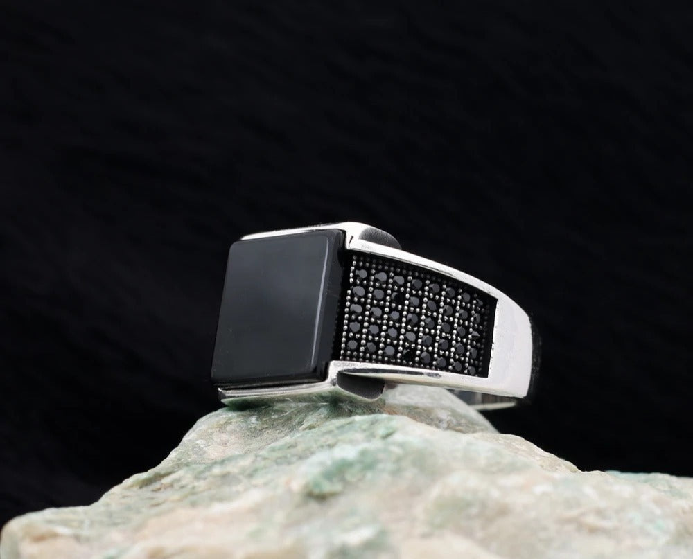 Timeless Black Square Onyx-925