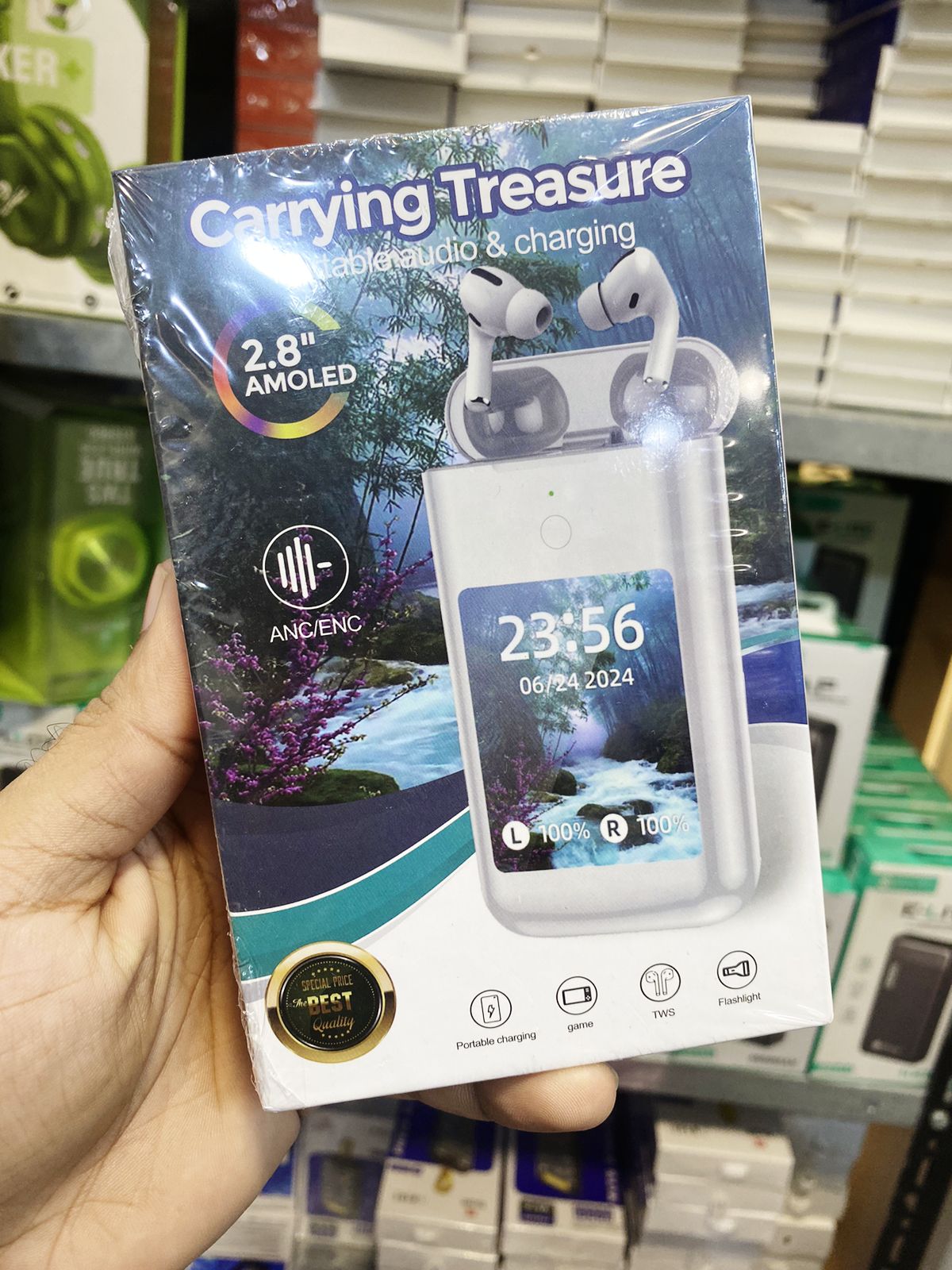 TF20 Box 3in1 Earbuds With Power Bank & Multimedia Display