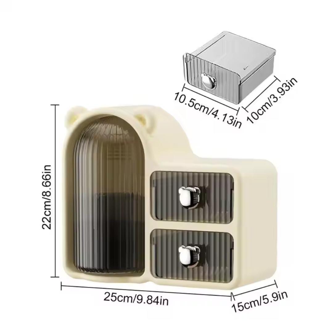 Cute 360° rotating Organizer with 2 drawers