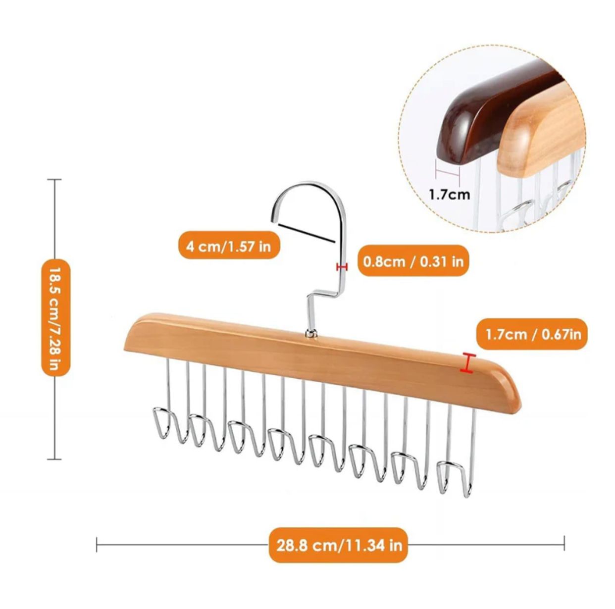 PACK OF 2 Multifunctional Solid Wood Clothes Hanger