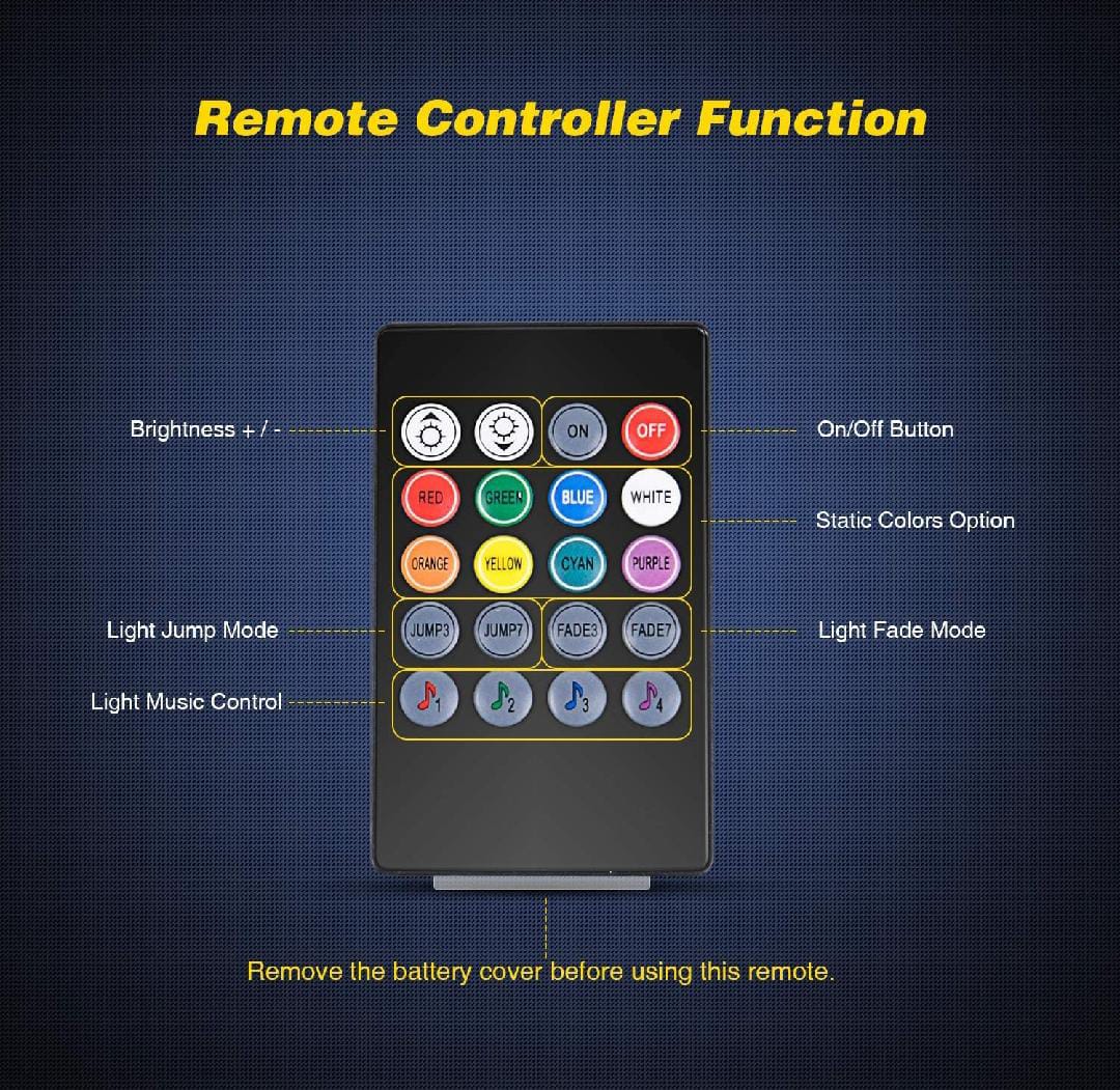 Car atmosphere RGB light with remote