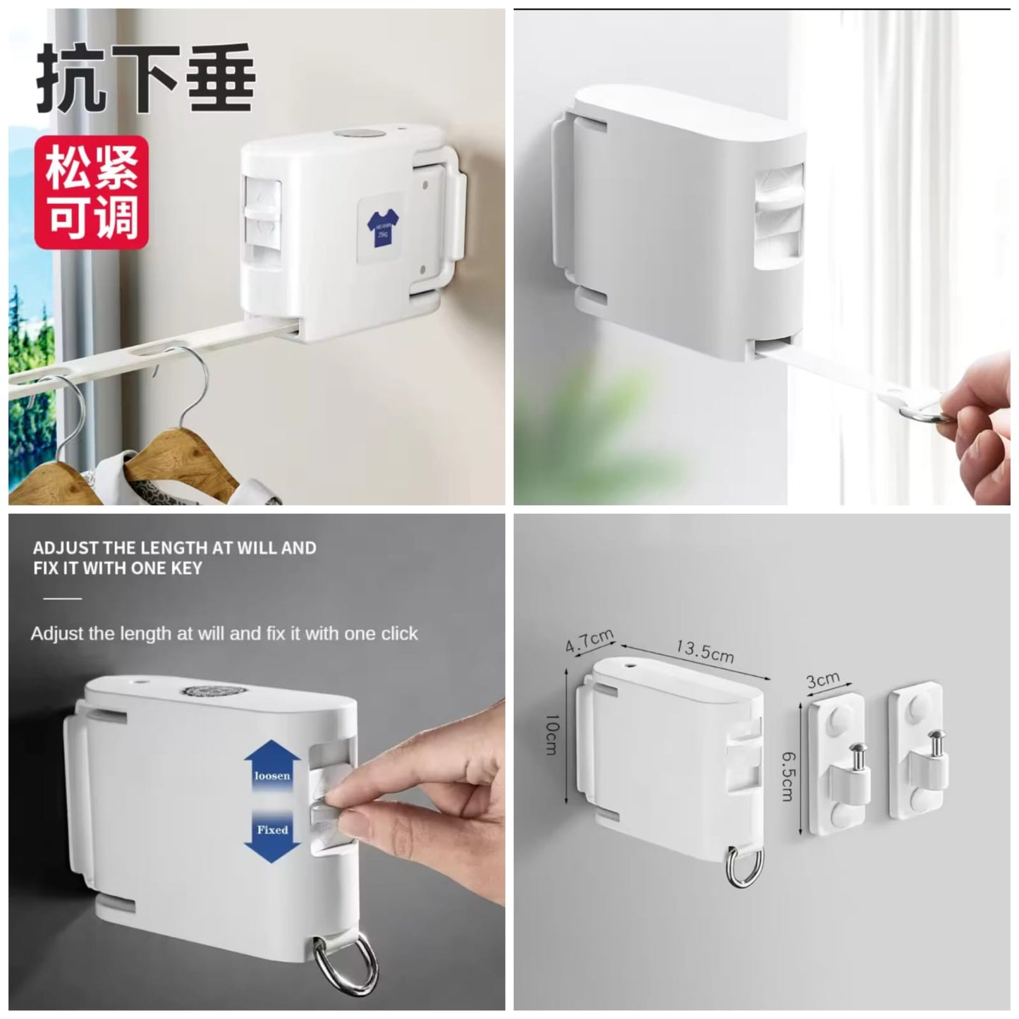34 Holes Hanging Clothes Retractable Clotheline